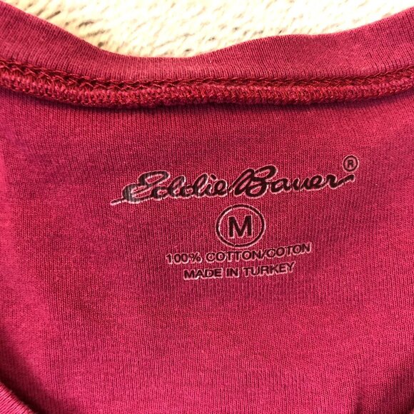 Eddie Bauer Womens T-Shirt Medium Short Sleeve V-Neck Pullover Basic Casual Red - Picture 5 of 8